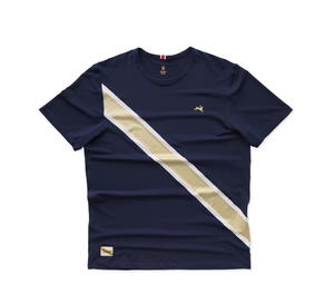 Buy Tracksmith Strata Tee Navy Ivory Gold at Sasom – Authentic and Ready to Ship