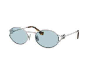 Buy Miu Miu Sunglasses In Silver Frame With Light Blue Lenses at Sasom – Authentic and Ready to Ship