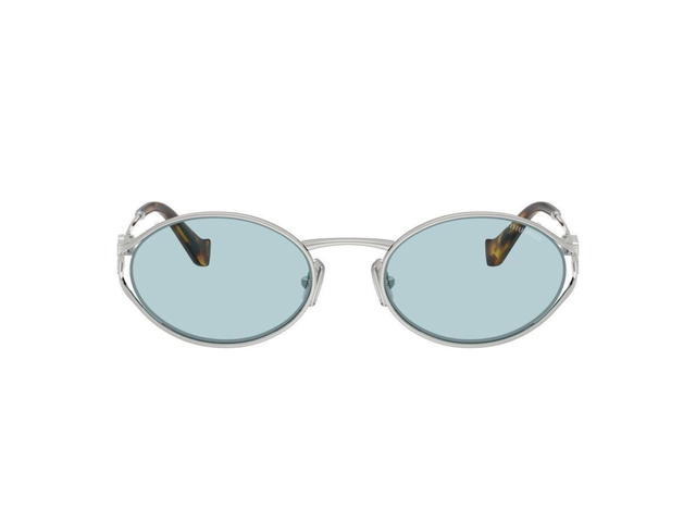 Miu Miu Miu Miu Sunglasses In Silver Frame With Light Blue Lenses - view 2