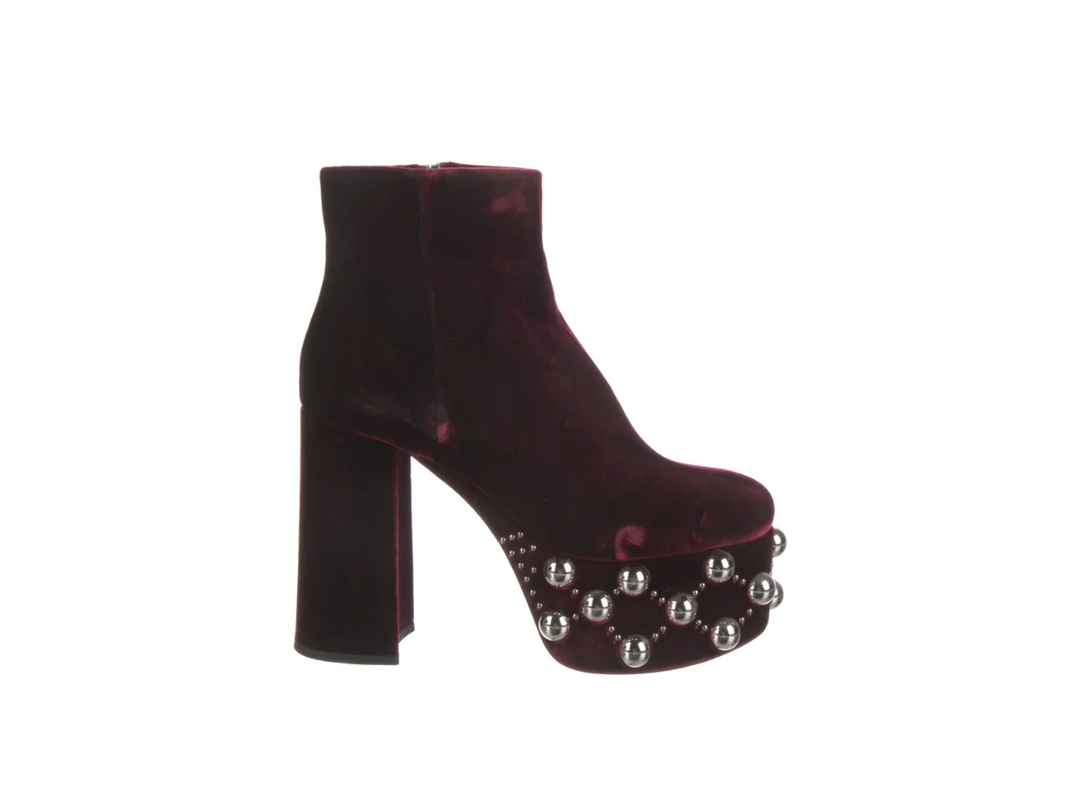 Miu Miu Miu Miu Studded Accents Boots Velvet