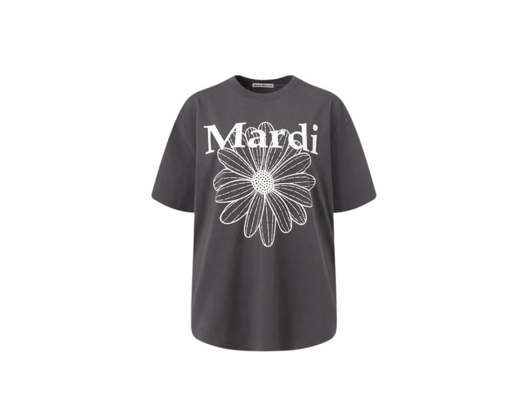 Mardi Mercredi Mardi Mercredi Flowermardi T-shirt Charcoal Ivory