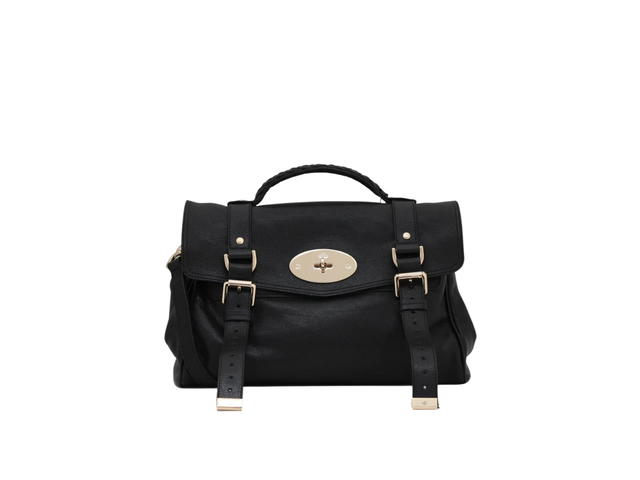Mulberry Mulberry Alexa Small Satchel Bag In Polished Buffalo Leather With Gold Hardware Black - view 1