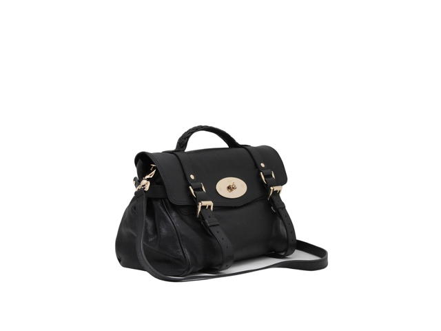 Mulberry Mulberry Alexa Small Satchel Bag In Polished Buffalo Leather With Gold Hardware Black - view 2