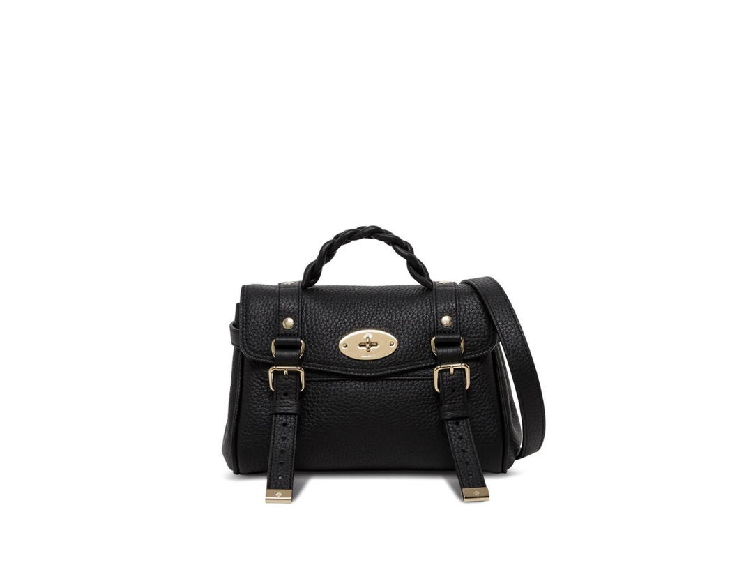 Mulberry Mulberry Mini Alexa Buckled Crossbody Bag In Calf Leather With Gold Hardware Black