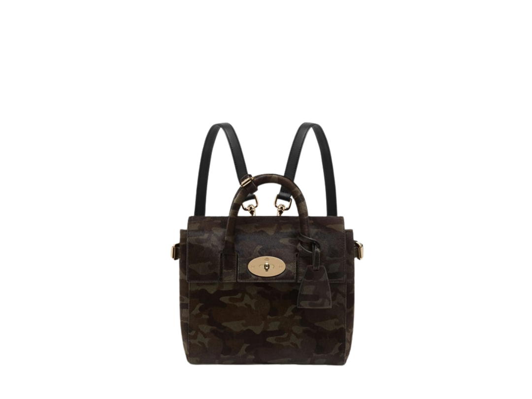 Mulberry Mulberry Mini Cara Delevingne Bag In Khaki Camouflage Haircalf With Gold Metal Hardware