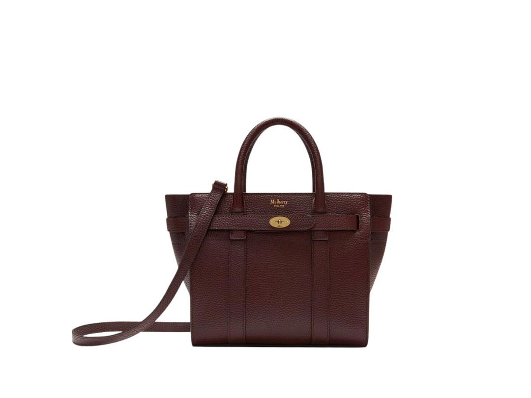 Mulberry Mulberry Mini Zipped Bayswater In Oxblood Small Classic Grain With Soft Gold Component Finish