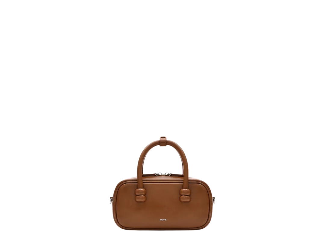 Muva Muva Boston Bag In Silver Hardware With Cocoa