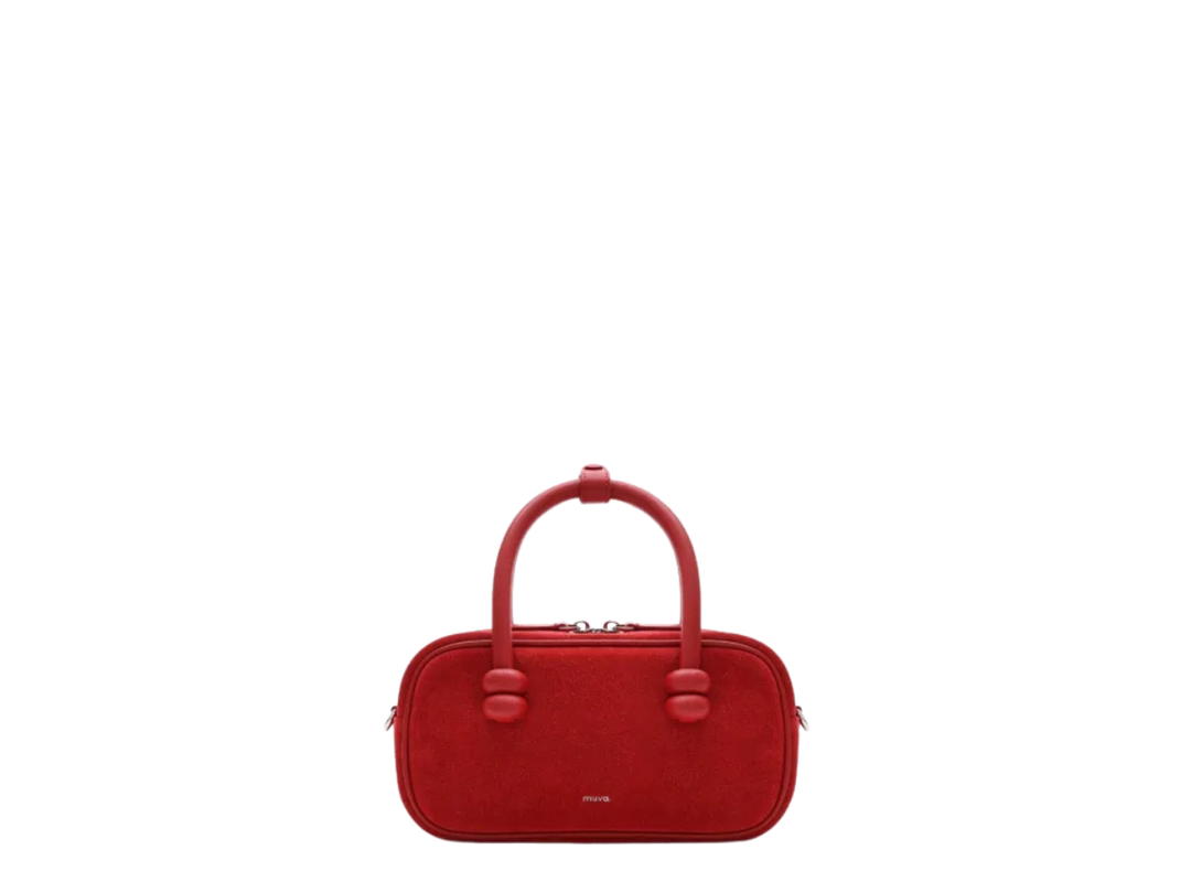 Muva Muva Mini Boston Suede Bag Party Red