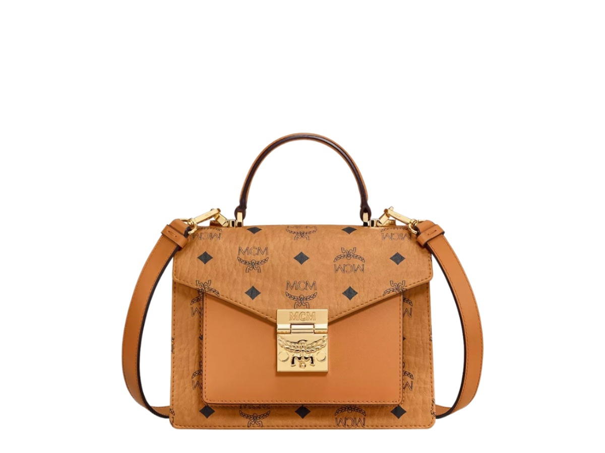 MCM MCM Tracy Satchel In Visetos Cognac