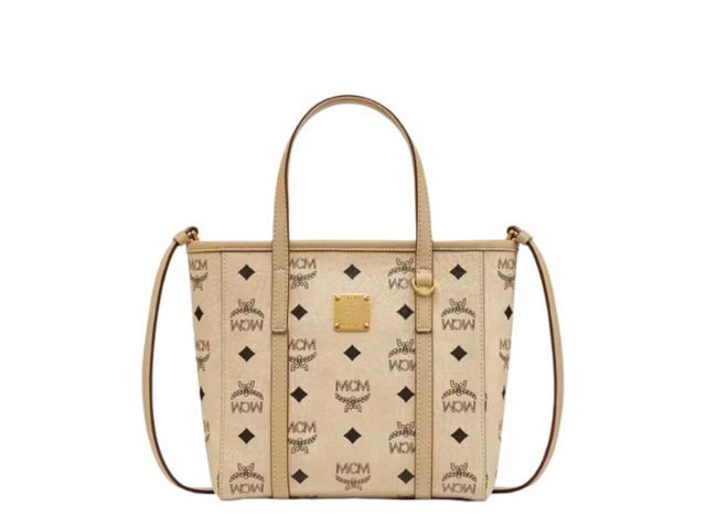 MCM MCM Toni Top-Zip Shopper In Visetos Beige Black - view 1