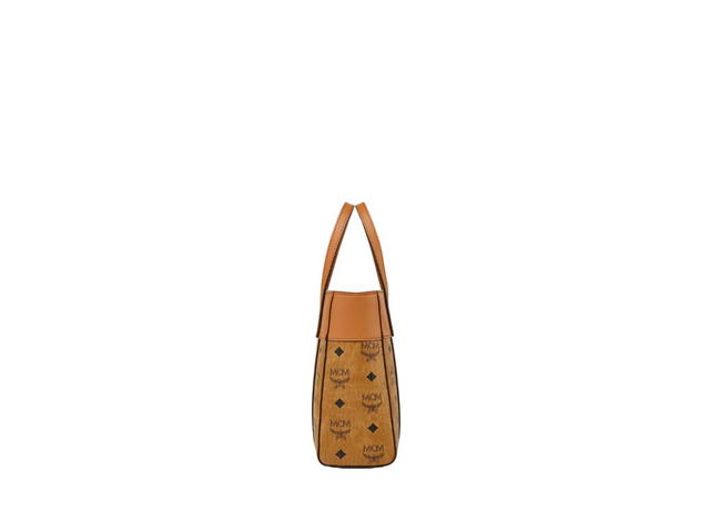 MCM MCM Mini Aren Top-Zip Shopper In Visetos Leather Mix With 24K Gold-Plated Metal Hardware Cognac - view 2
