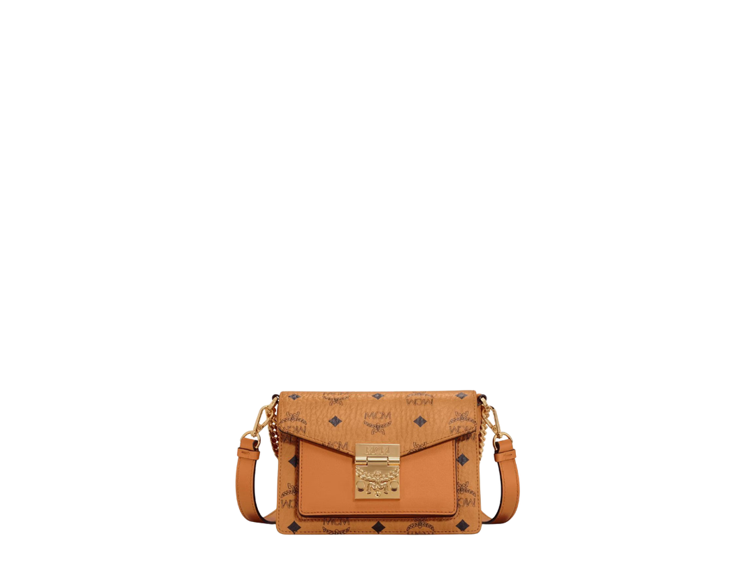 MCM MCM Patricia Flap Lock Crossbody Cognac