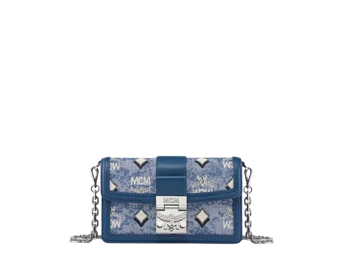 MCM MCM Mini Tracy Crossbody In Vintage Monogram Jacquard Blue