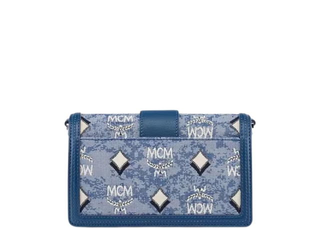 MCM MCM Mini Tracy Crossbody In Vintage Monogram Jacquard Blue - view 2