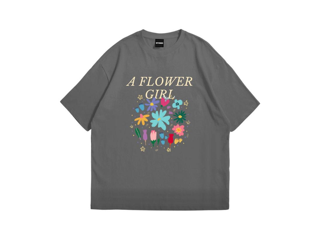 Myyoungs Myyoungs A Flower Girl Oversized T-Shirt Charcoal