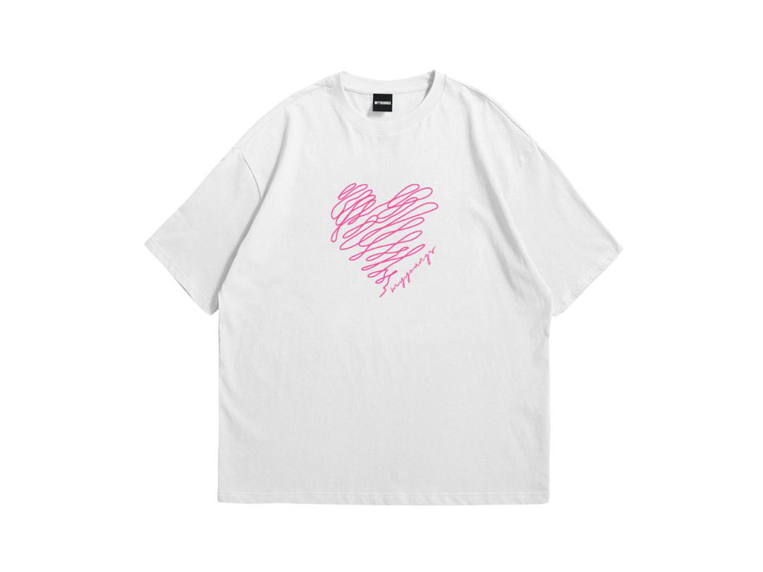Myyoungs Myyoungs Pink Heart Oversized T-Shirt White