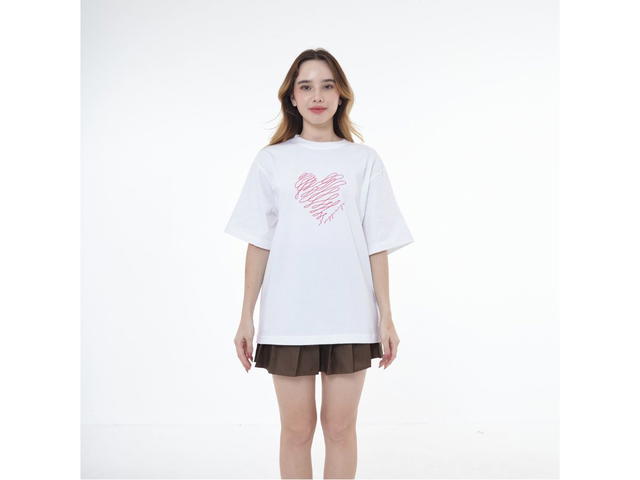 Myyoungs Myyoungs Pink Heart Oversized T-Shirt White - view 2