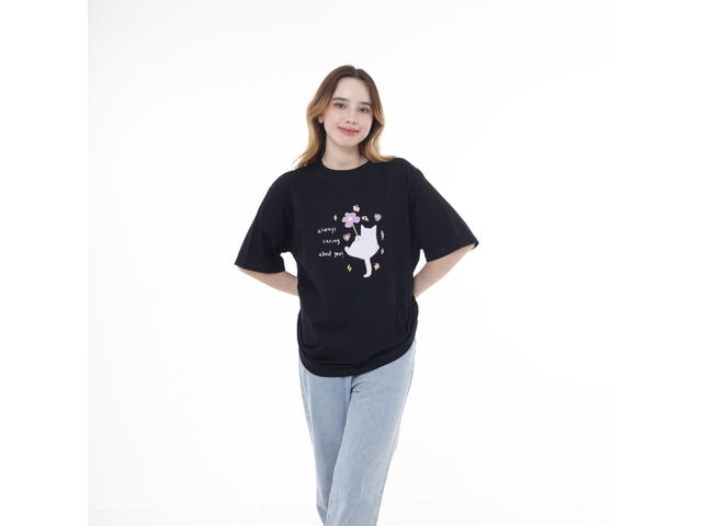 Myyoungs Myyoungs Purple Cat Oversized T-Shirt Black - view 2