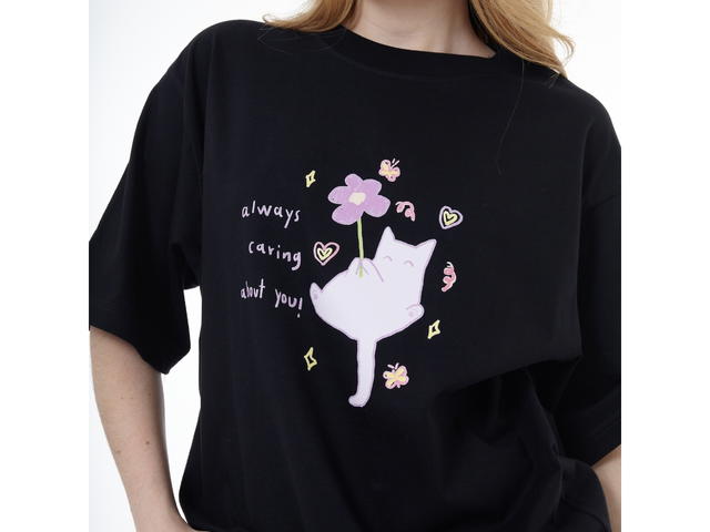 Myyoungs Myyoungs Purple Cat Oversized T-Shirt Black - view 3