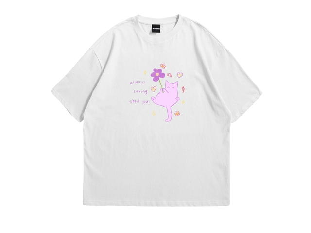 Myyoungs Myyoungs Purple Cat Oversized T-Shirt White - view 1