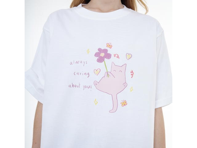 Myyoungs Myyoungs Purple Cat Oversized T-Shirt White - view 3