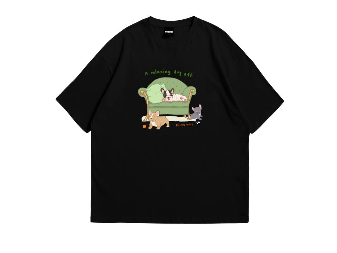 Myyoungs Myyoungs The three puppies Oversized T-Shirt Black