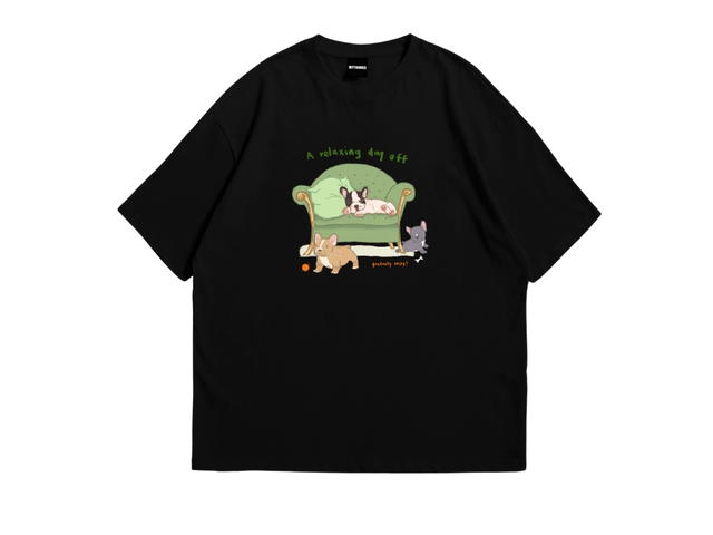 Myyoungs Myyoungs The three puppies Oversized T-Shirt Black - view 1