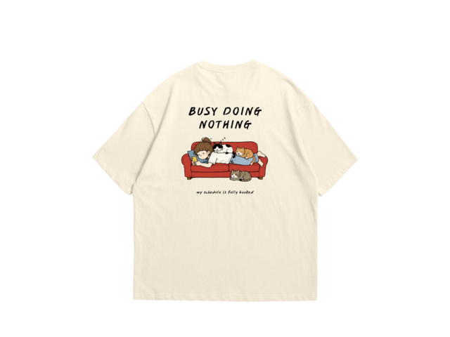 Myyoungs Myyoungs Busy Doing Nothing Oversized T-Shirt Cream - view 1