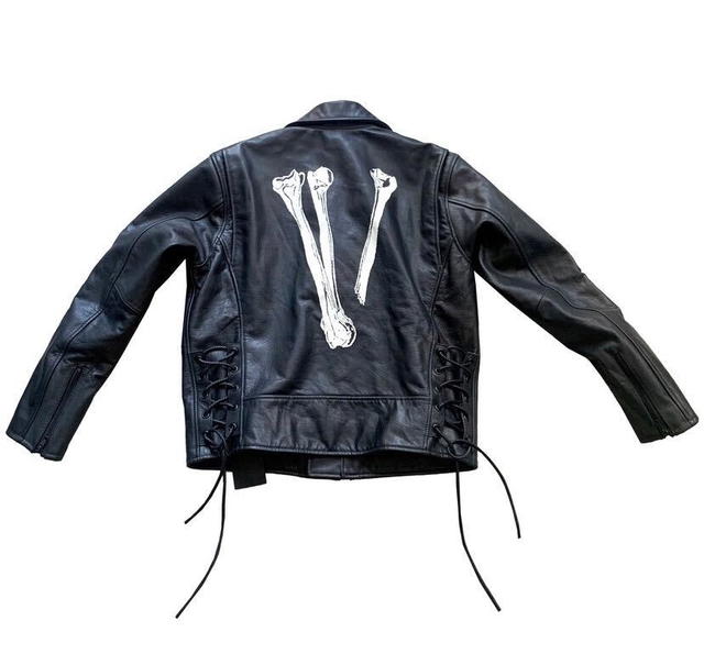 Neighborhood Neighborhood x Vlone Skeleton Leather Jacket Black/Green - view 2
