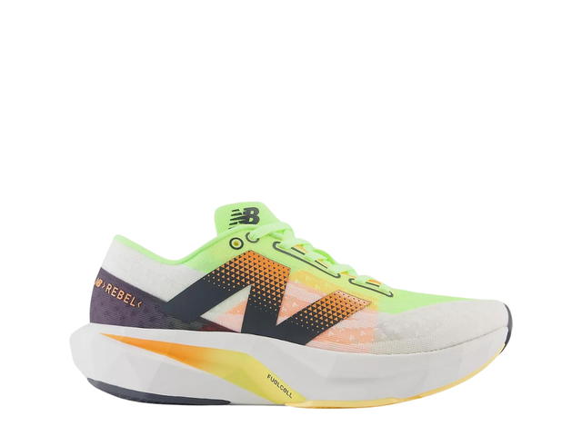 New Balance New Balance FuelCell Rebel v4 White-Bleached Lime Glo-Hot Mango - view 1