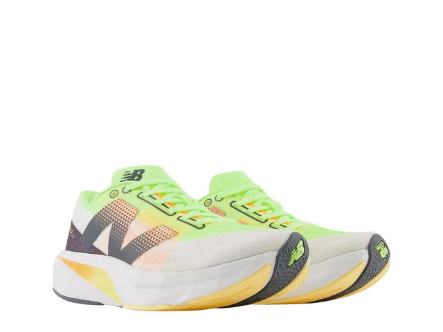 New Balance New Balance FuelCell Rebel v4 White-Bleached Lime Glo-Hot Mango - view 3