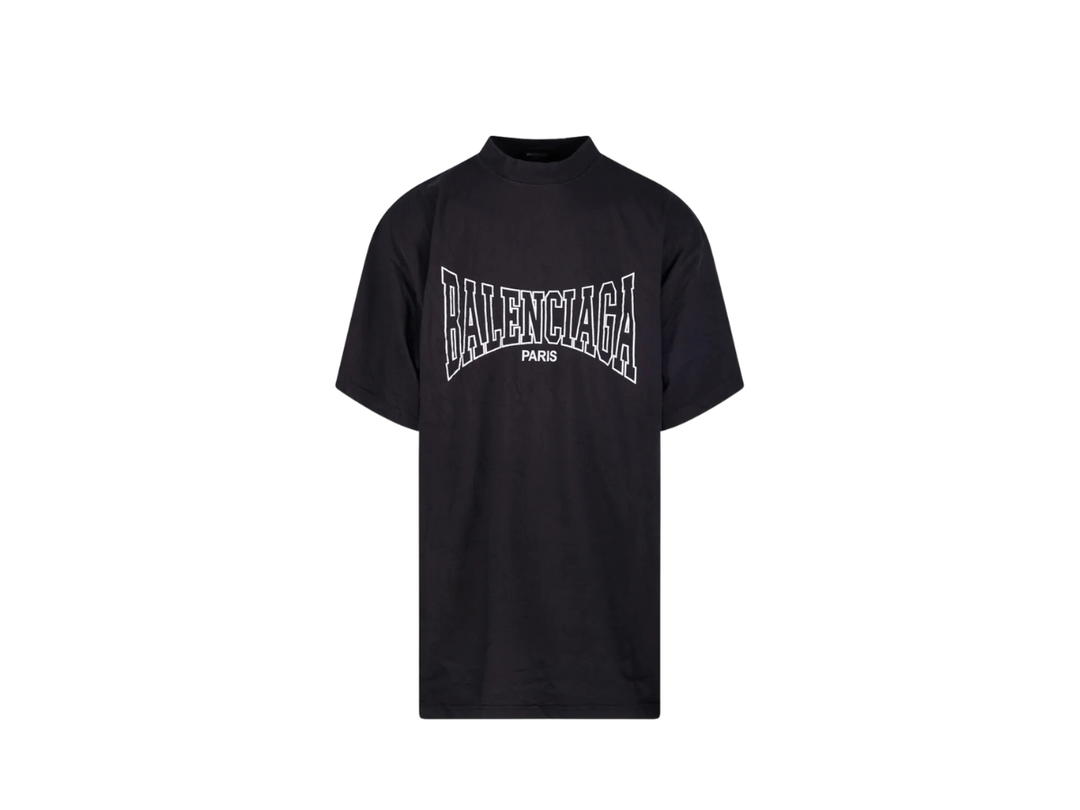 Balenciaga Balenciaga Paris Logo Printed Oversized T-Shirt Black