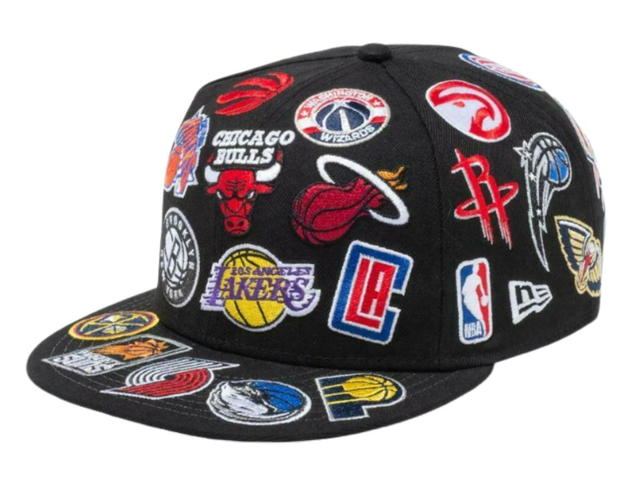 New Era New Era 9Fifty NBA Team Logo All Over Basketball Snapback Cap Black Adjustable - view 1