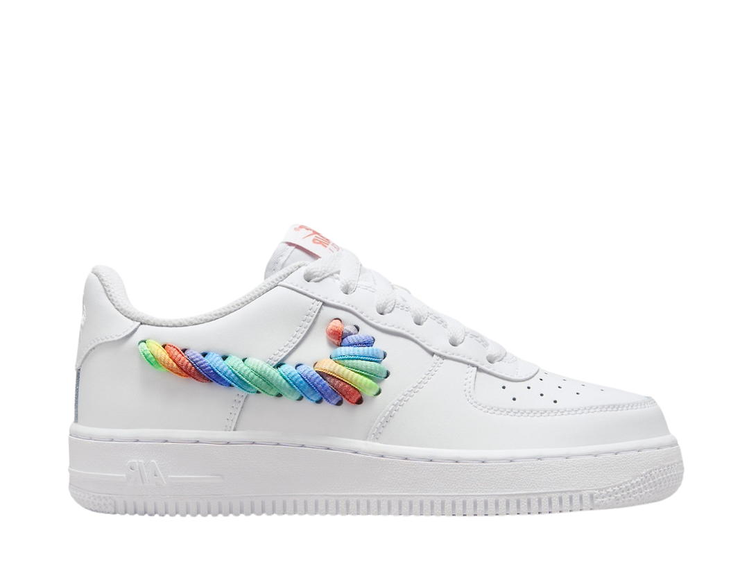 Nike Nike Air Force 1 Low White Rainbow Lace Swoosh (GS)