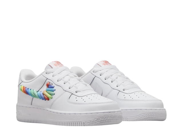 Nike Nike Air Force 1 Low White Rainbow Lace Swoosh (GS) - view 3
