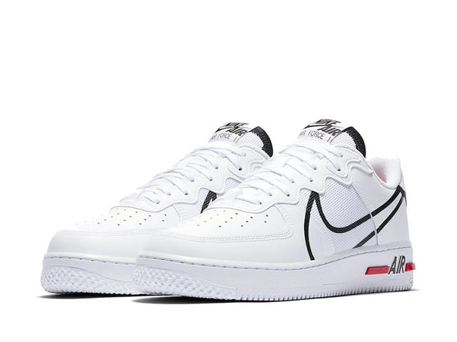 Nike Nike Air Force 1 React White Black Red - view 3