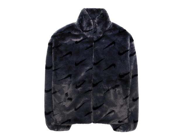 Nike Nike Printed Faux Fur Jacket Dark Smoke Grey Black (W) - view 1