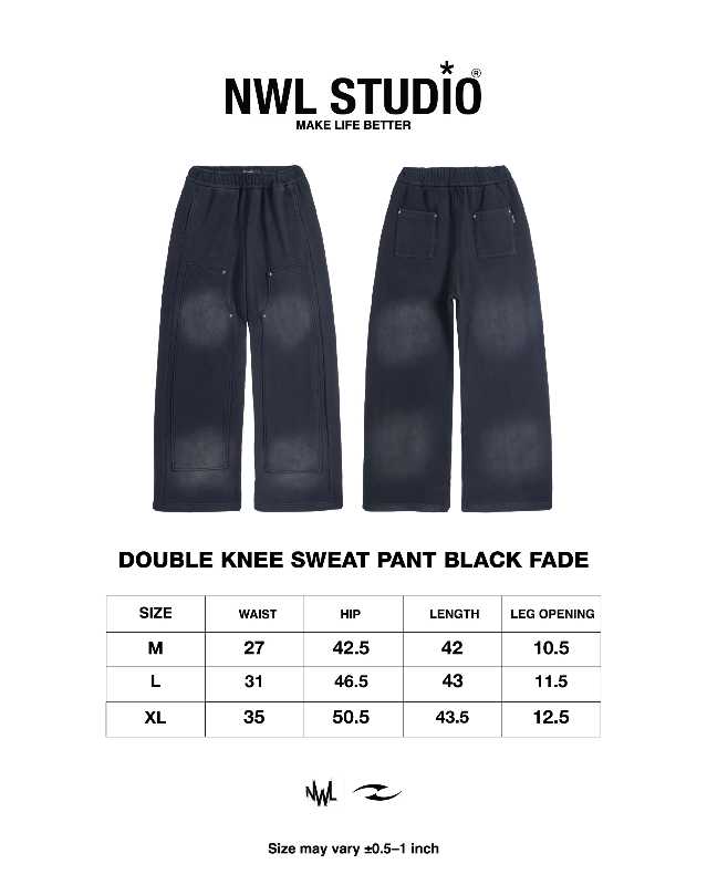 NWL NWL Double Knee Sweat Pant Black Fade - view 3