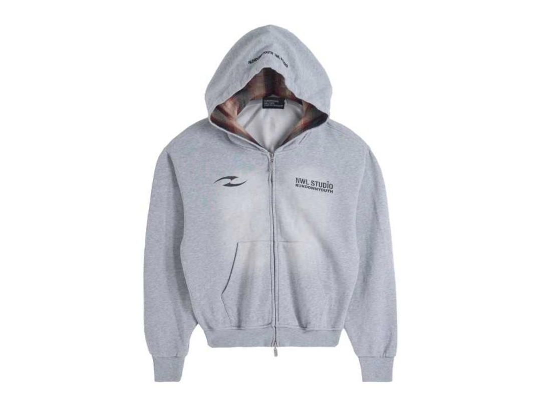 NWL NWL Hoodie Zip Fade Plaid Hood Gray