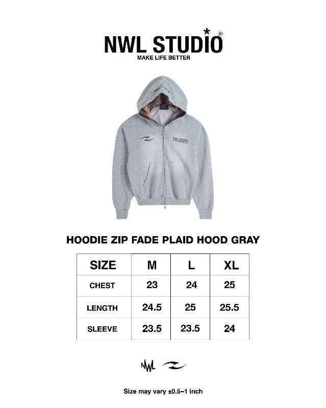 NWL NWL Hoodie Zip Fade Plaid Hood Gray - view 2