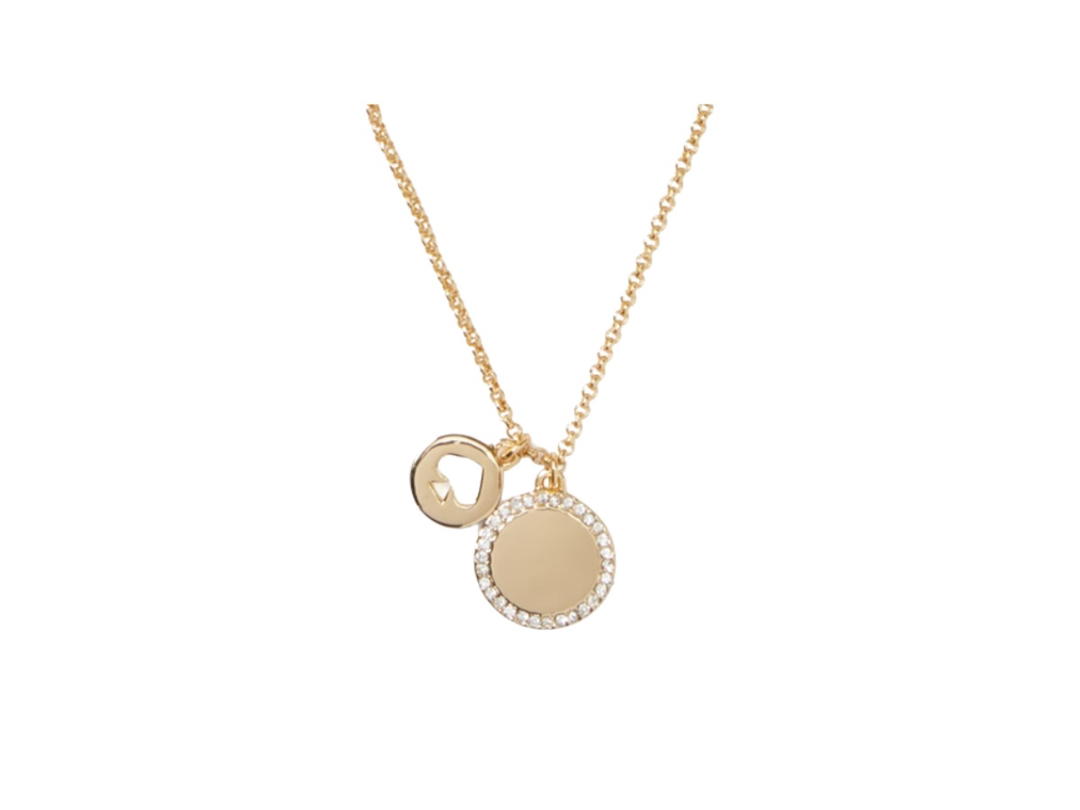 Katespade Katespade Spot The Spade Pave Charm Pendant Necklace Gold