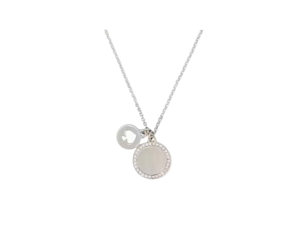 Katespade Katespade Spot The Spade Pave Charm Pendant Necklace Silver