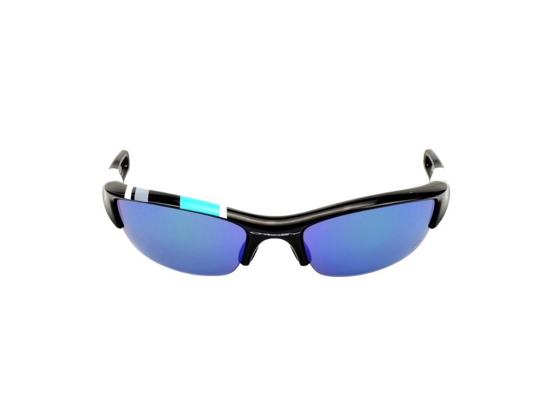 Oakley Oakley Flak 26-265J In Black-White Acetate Frame With Blue Lenses