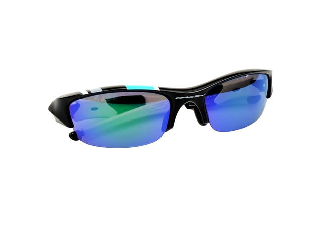 Oakley Oakley Flak 26-265J In Black-White Acetate Frame With Blue Lenses - view 6