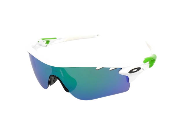 Oakley Oakley Radarlock OO9181-35 Sunglasses In White-Green Acetate Frame With Blue Green Gradient Lenses - view 2