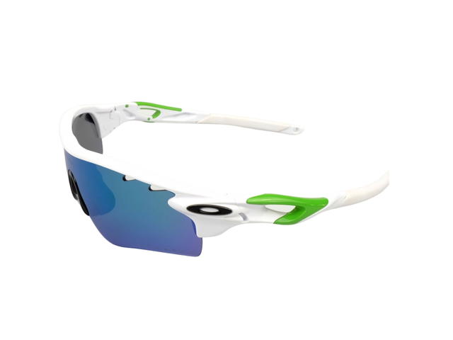 Oakley Oakley Radarlock OO9181-35 Sunglasses In White-Green Acetate Frame With Blue Green Gradient Lenses - view 5