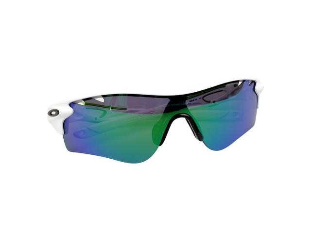 Oakley Oakley Radarlock OO9181-35 Sunglasses In White-Green Acetate Frame With Blue Green Gradient Lenses - view 6
