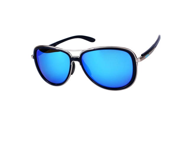 Oakley Oakley Split Time OO4129-0758-58 In Black Acetate-Silver Metal Frame With Blue Lenses - view 2