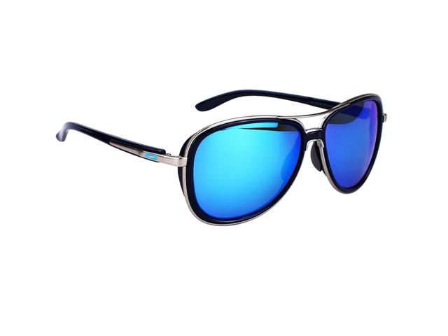 Oakley Oakley Split Time OO4129-0758-58 In Black Acetate-Silver Metal Frame With Blue Lenses - view 3