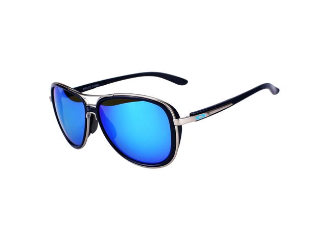 Oakley Oakley Split Time OO4129-0758-58 In Black Acetate-Silver Metal Frame With Blue Lenses - view 5
